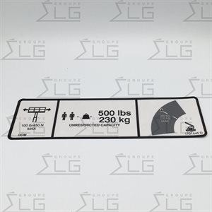 DECAL, 500 LBS. MAX CAP ---P